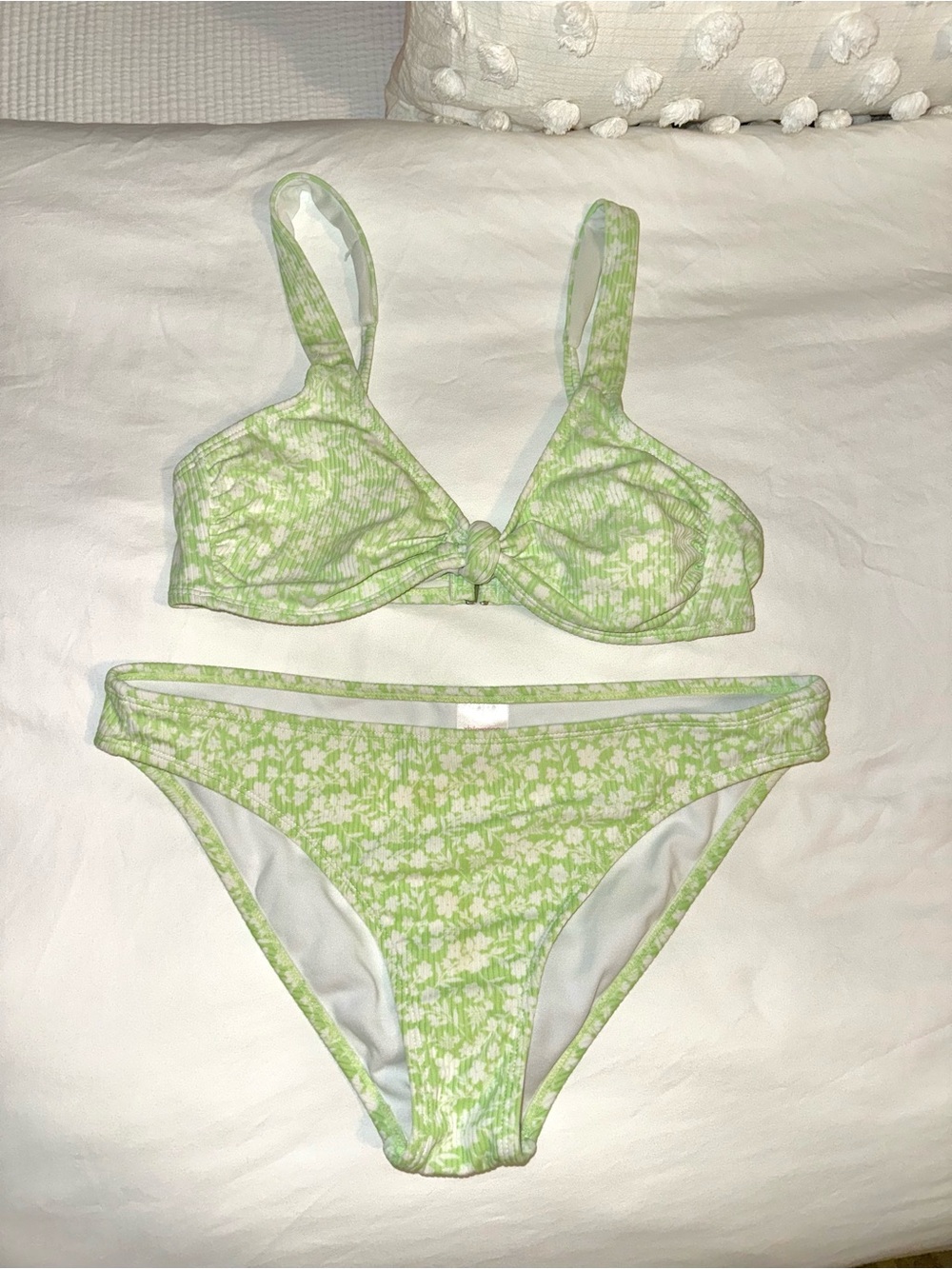 Xhilaration Light Green Floral Bikini